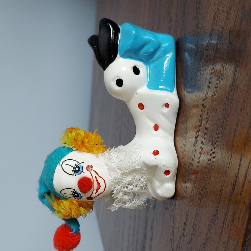 * Aglion Ceramic Colorful Happy Circus Clown, Soccer Clown Figurines, Vintage